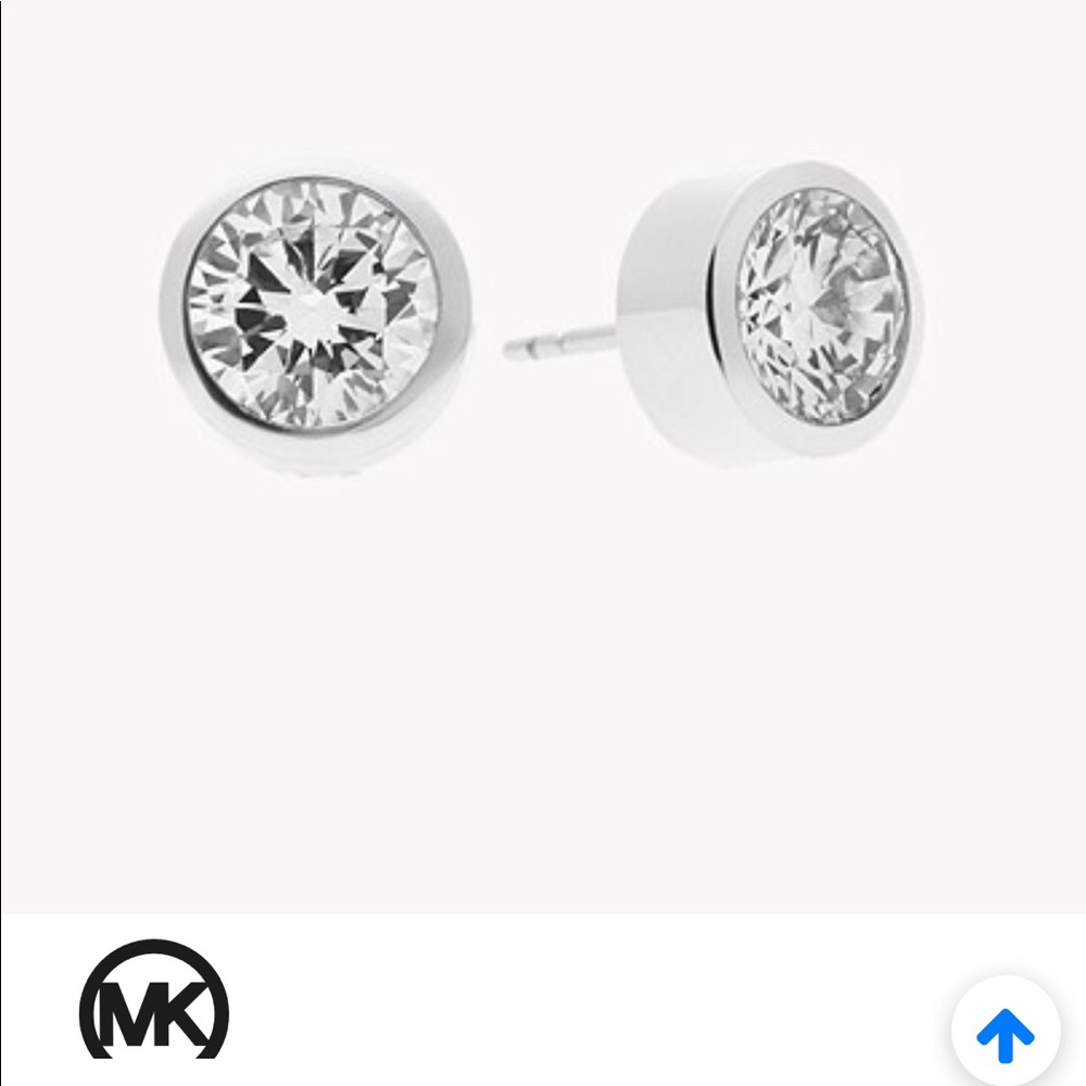 Michael Kors Silver-Tone Clear Stud Earrings